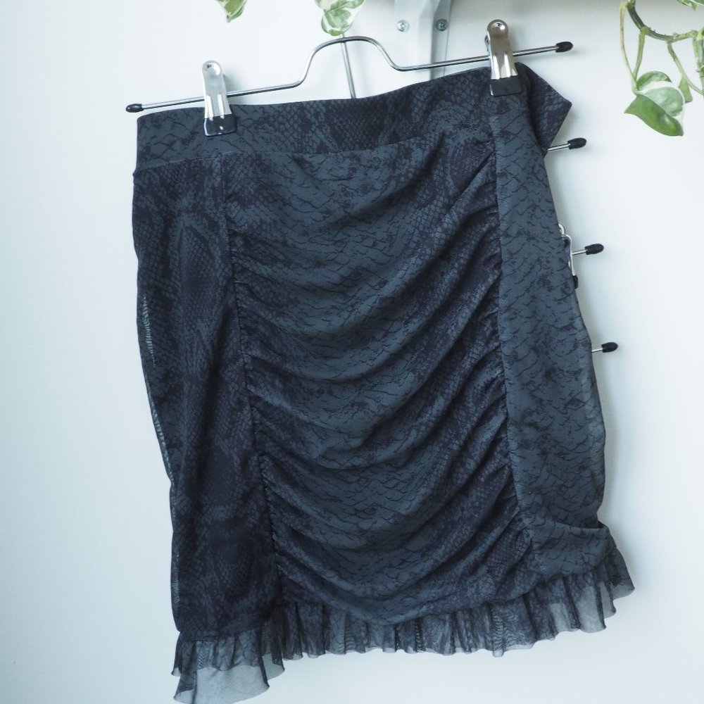 Free People Snake Print Rouched Mini Skirt
